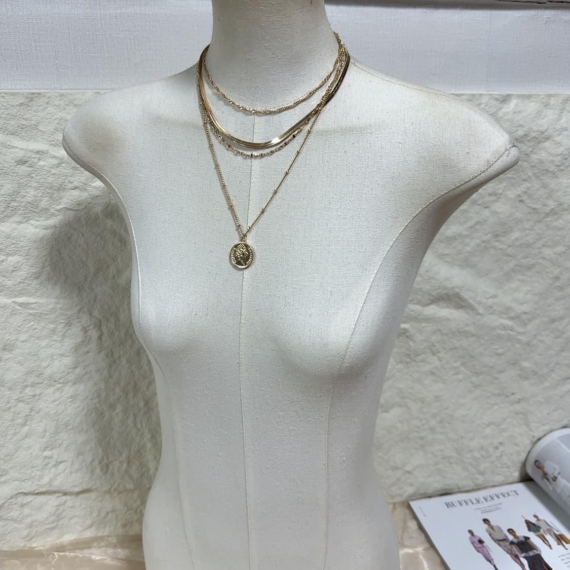 빈티지 스네이크체인 용골체인 레이어드 에스닉 목걸이 상품이미지1