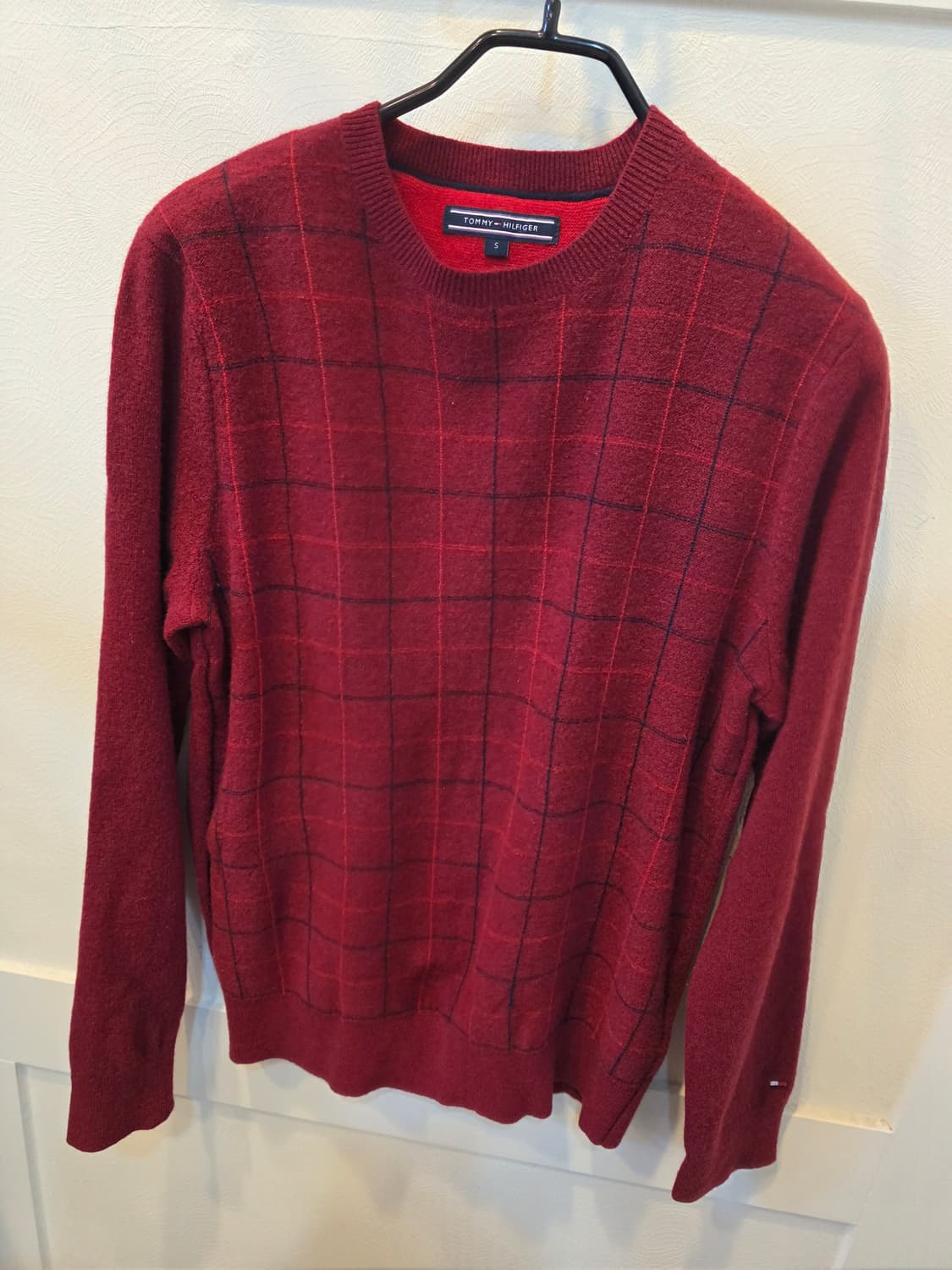 타미힐피거 레드 체크 니트 상품이미지2