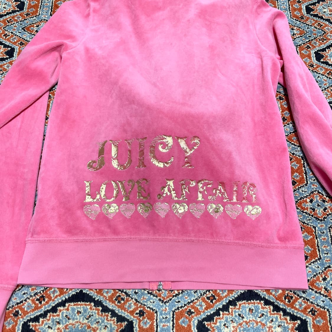 쥬시꾸뛰르 백프린팅 벨벳 핑크 후드집업 여성L 상품이미지8