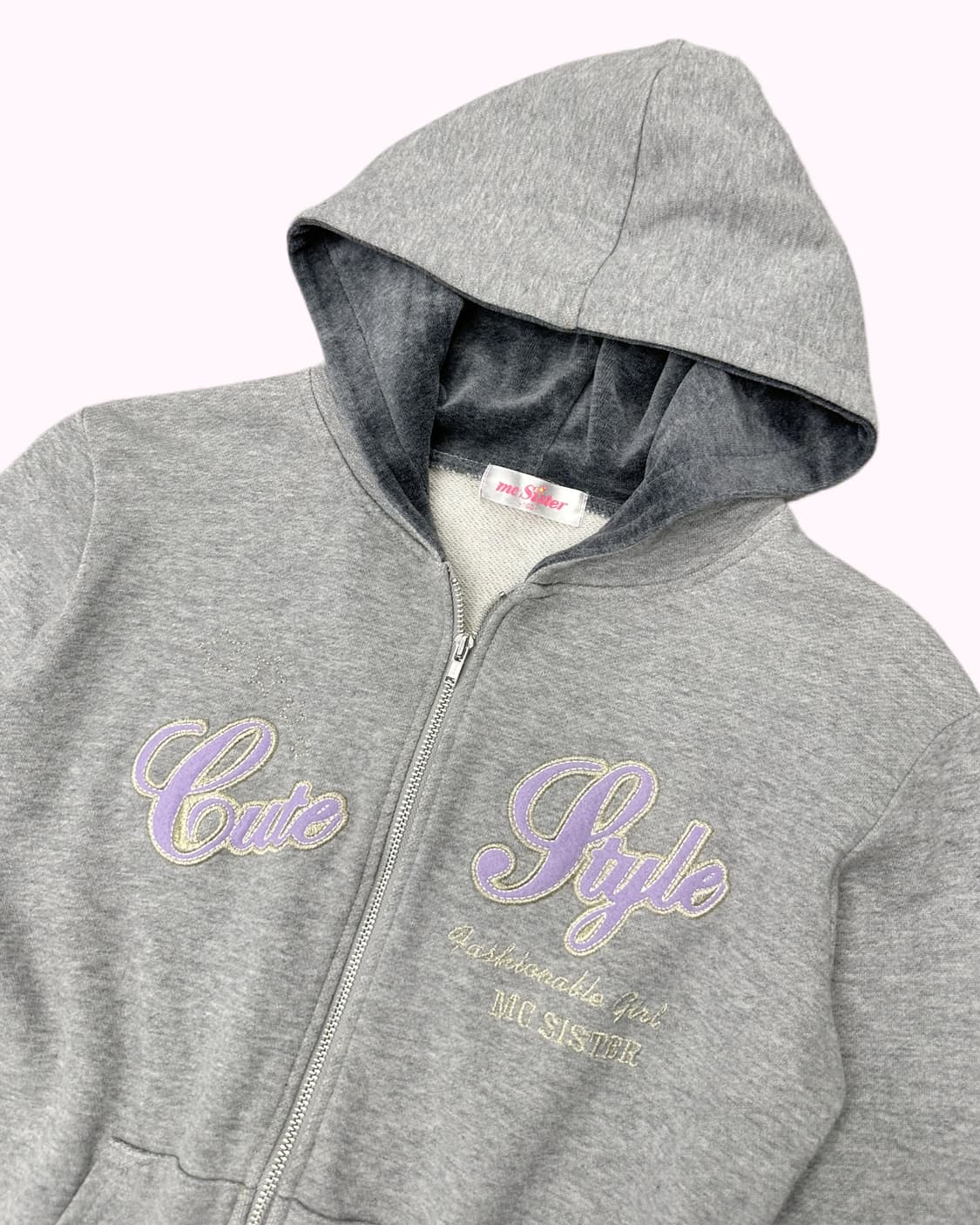 y2k logo grey hood zip-up 상품이미지2