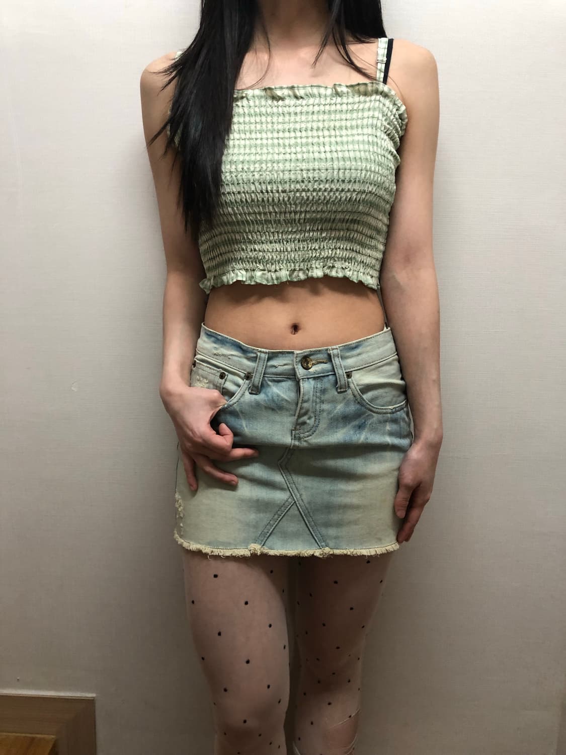 빈티지 데님 레터링 미니 스커트 상품이미지8
