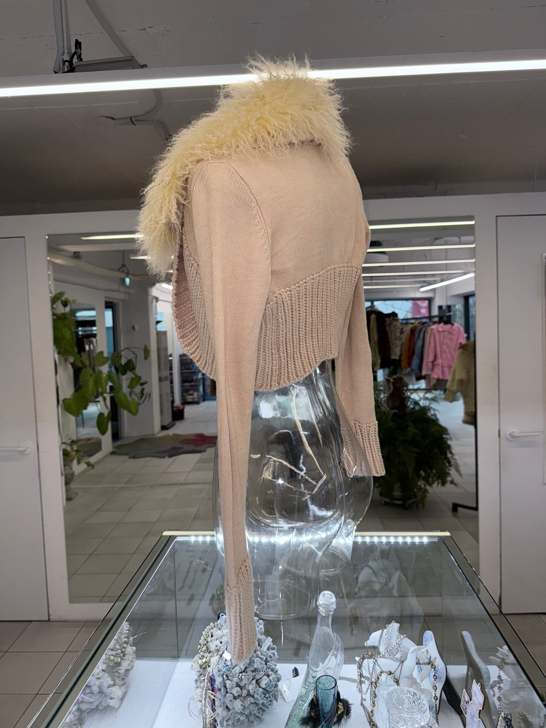 real fur collar knit crop jacket 상품이미지3