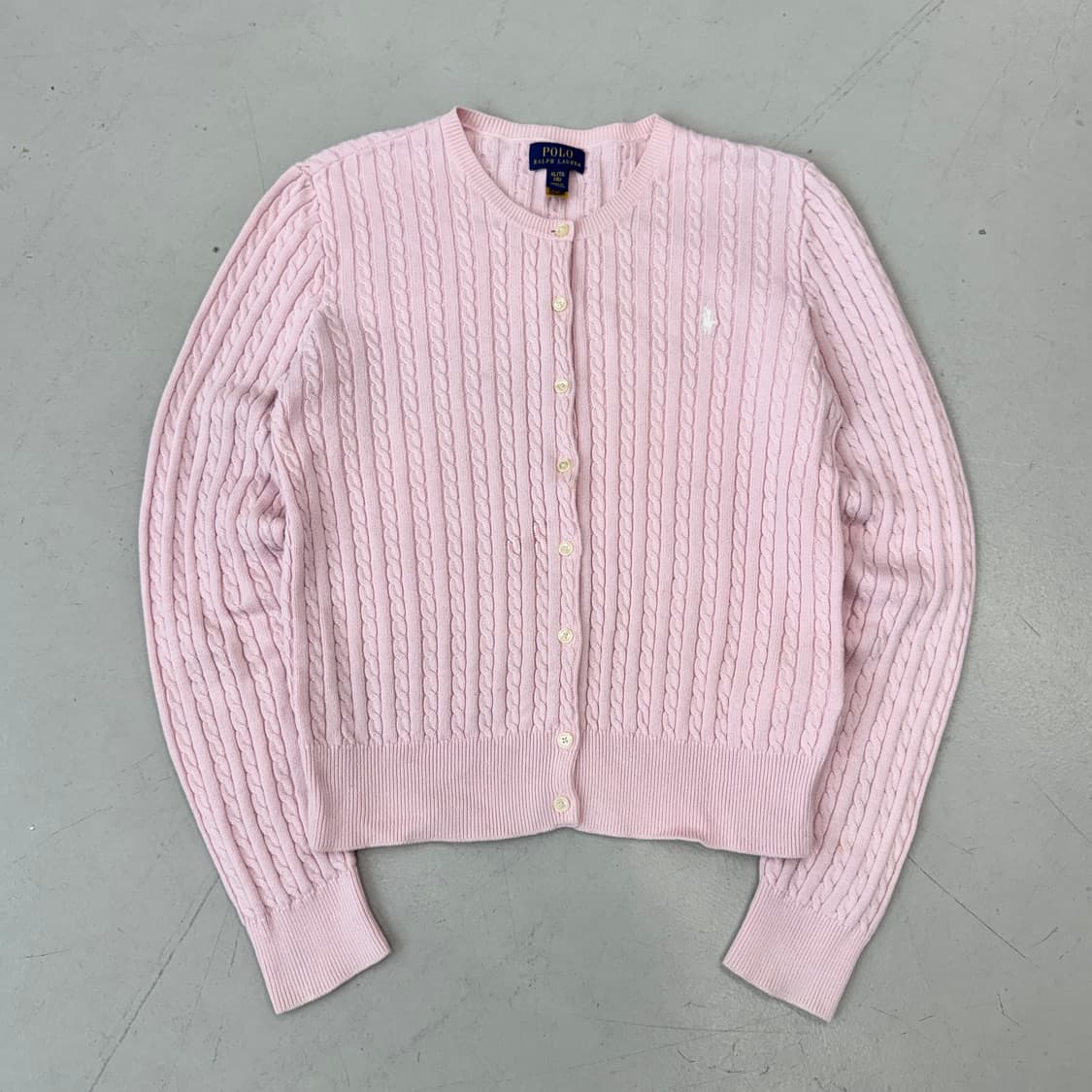 폴로 포니 꽈배기 케이블 니트 가디건 분홍 핑크 상품이미지2