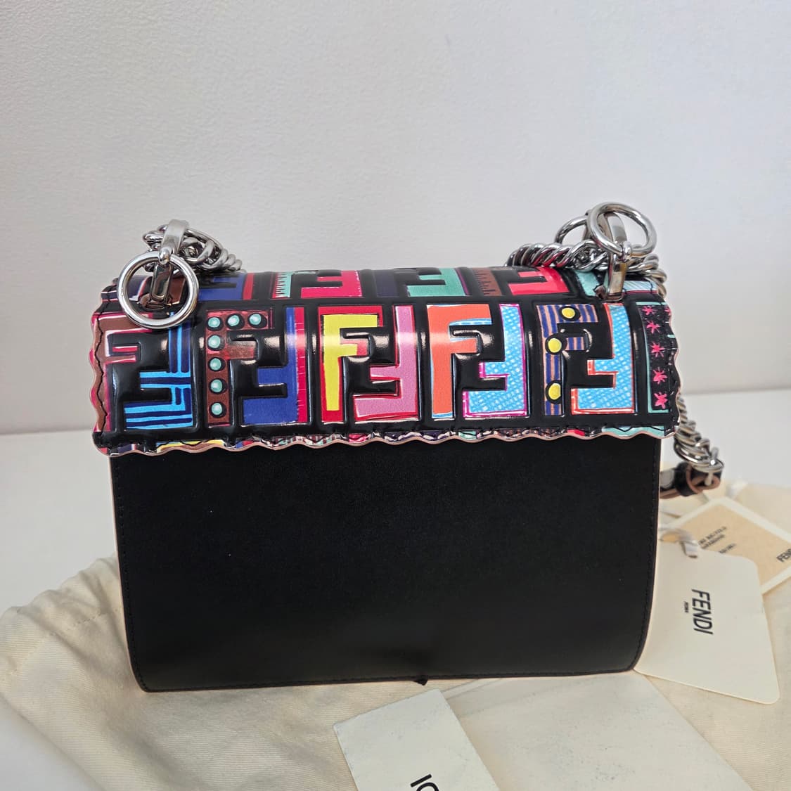 FENDI 펜디 정품 칸아이 캔아이 멀티에프 은장 체인 스몰 숄더 크로스 상품이미지5