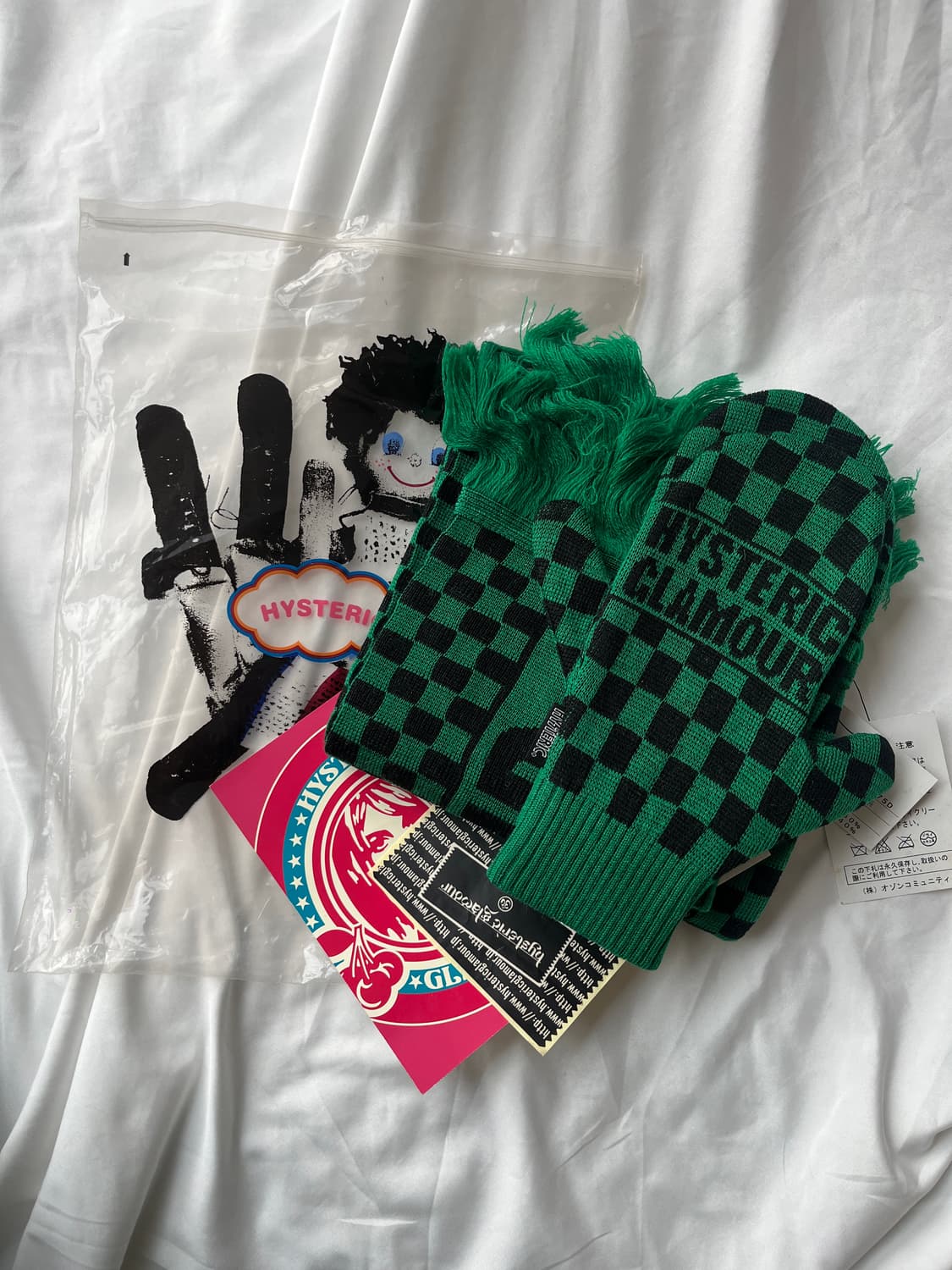 (새상품)히스테릭 글래머 아카이브 체커보드 니트 목도리 머플러 장갑 세트 상품이미지3