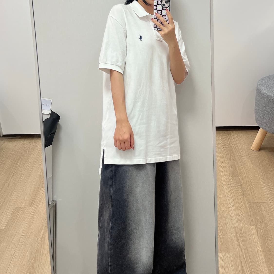 폴로 랄프로렌 네이비 포니 화이트 카라 반팔 티셔츠 상품이미지2