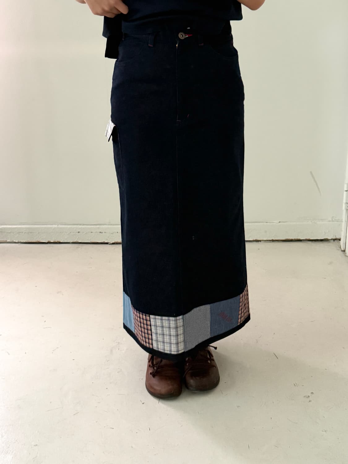 일본빈티지 핑크하우스 패치워크 데님스커트 상품이미지8