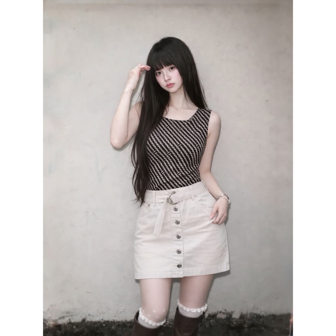 Sleeveless + Button Skirt Cody Set 상품이미지1