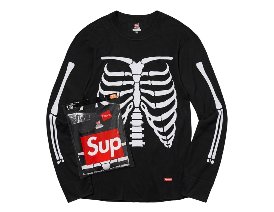 슈프림 헤인즈 본즈 써멀 크루 블랙  상품이미지1