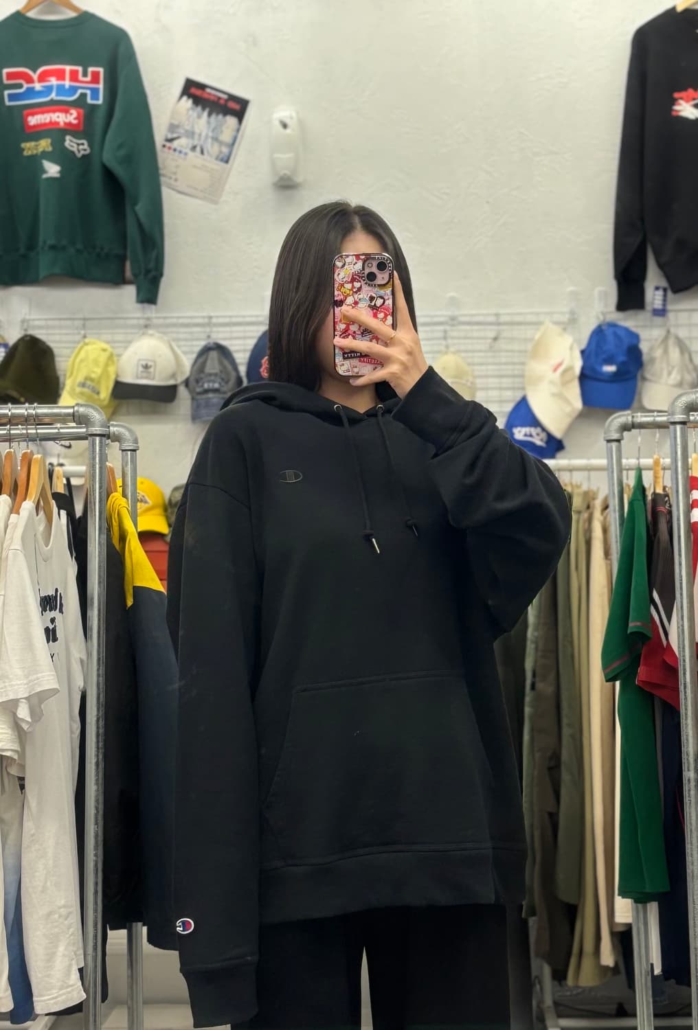 챔피온 자수 로고 블랙 후드티 XL 추천 상품이미지1