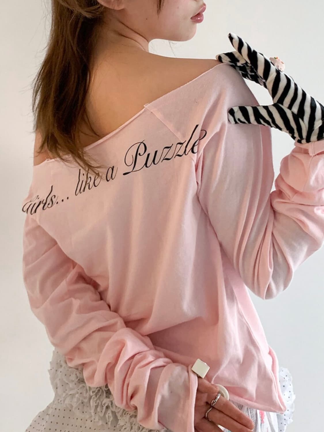 샵페어리 크로스 하트 컷오프 티셔츠 라이트 핑크 상품이미지2