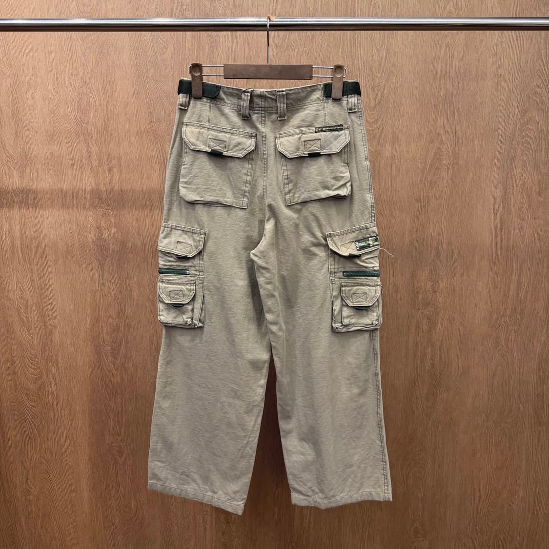 JPN 카고 팬츠 가먼트 다잉 멀티 포켓 사이드 스트랩 와이드핏 베이지 상품이미지3