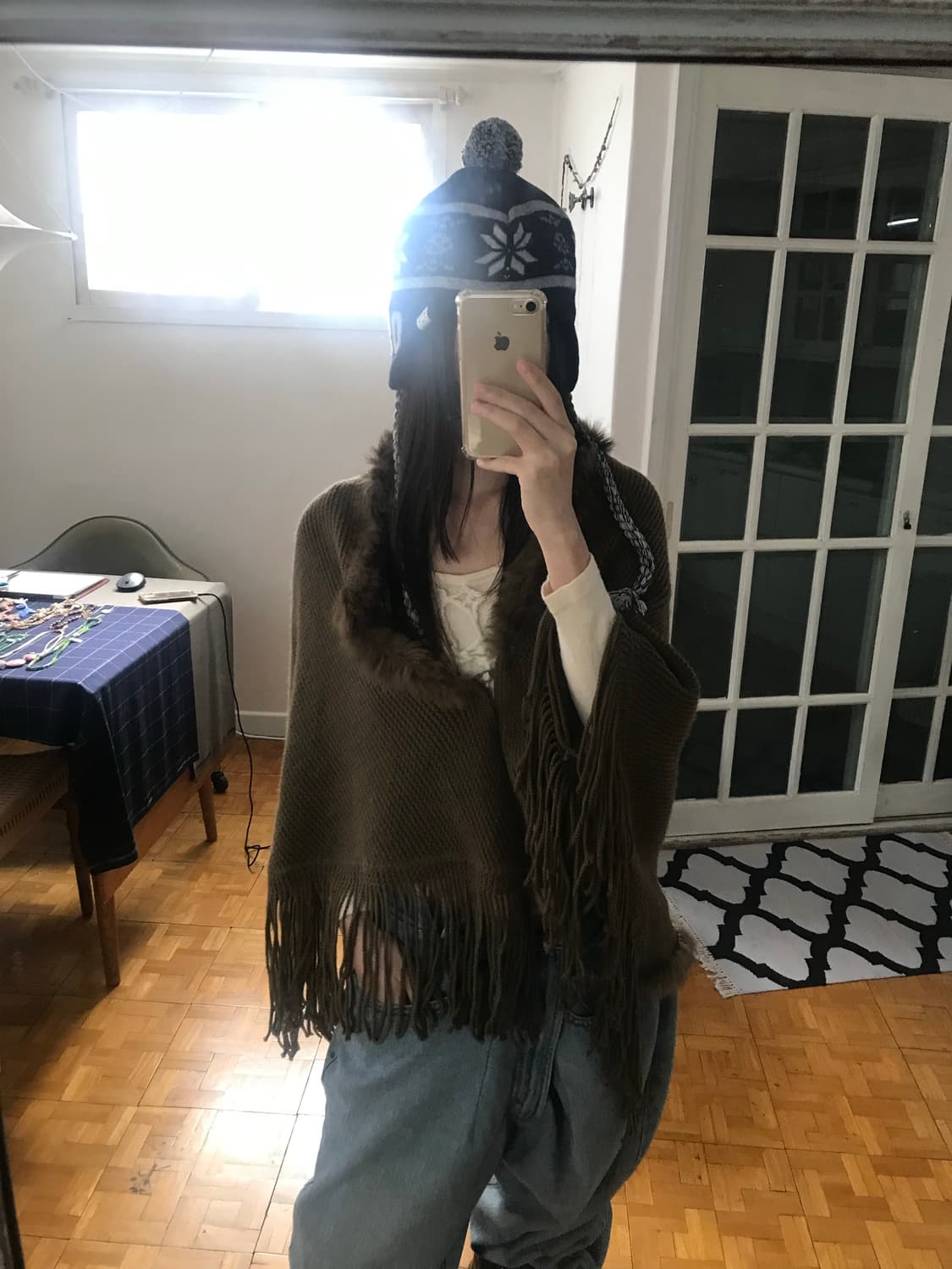 vintage brown fur tassle cape 상품이미지3
