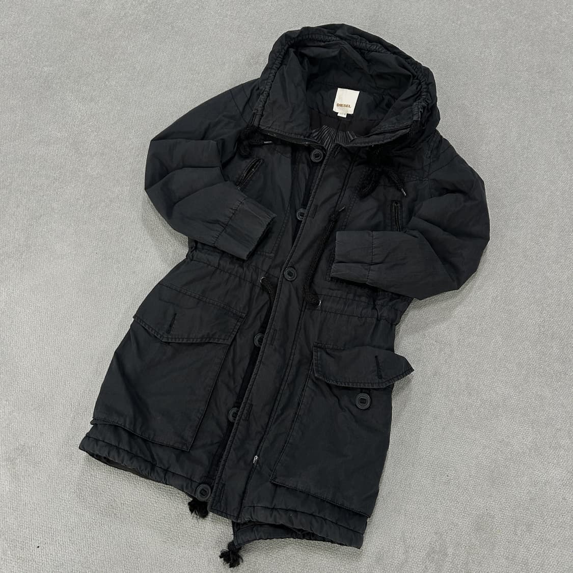 Diesel 디젤 후드 야상 블랙 코트 실측 s 상품이미지1