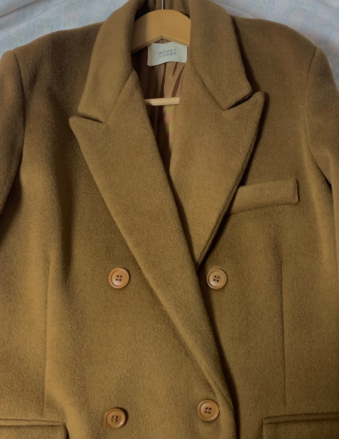 위드아웃썸머 클래식 더블 울 코트 브라운 위아썸 상품이미지5