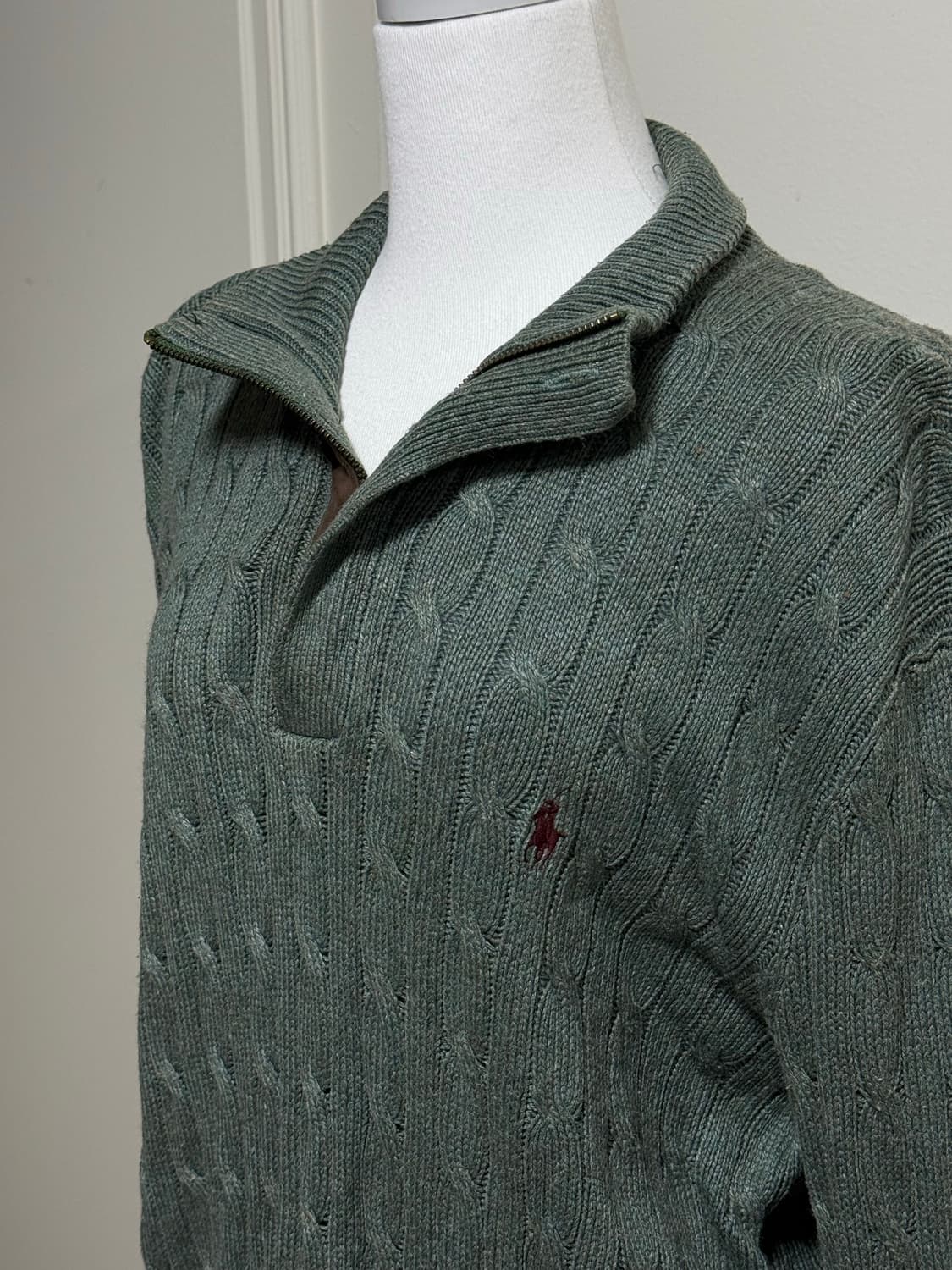 폴로 랄프로렌 카키올리브 반집업 니트 상품이미지4