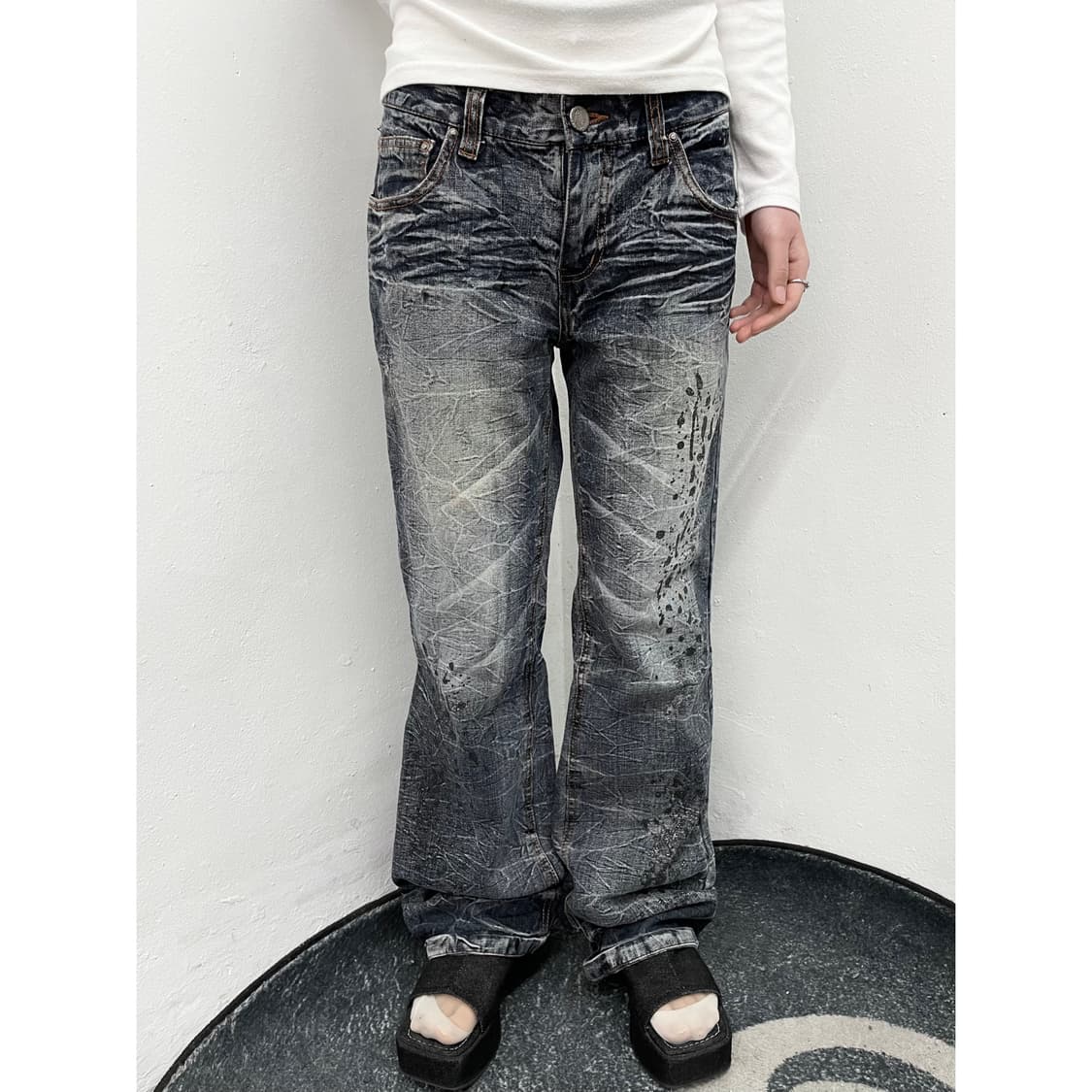 그런지 펑크 워싱 디테일 팬츠 상품이미지1