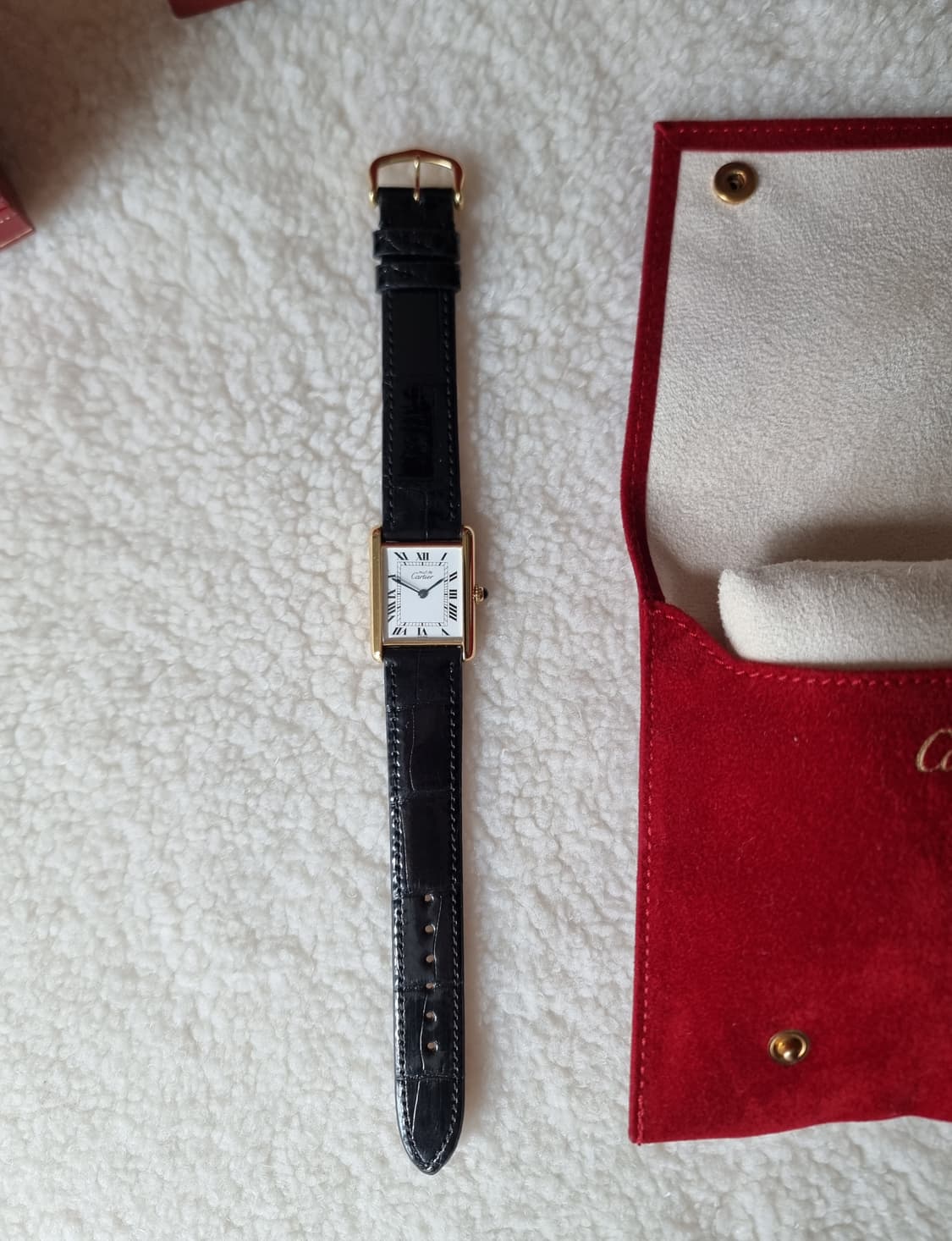 까르띠에 빈티지 탱크머스트 라지 화이트다이얼 핀버클 시계 (남여공용) 상품이미지7