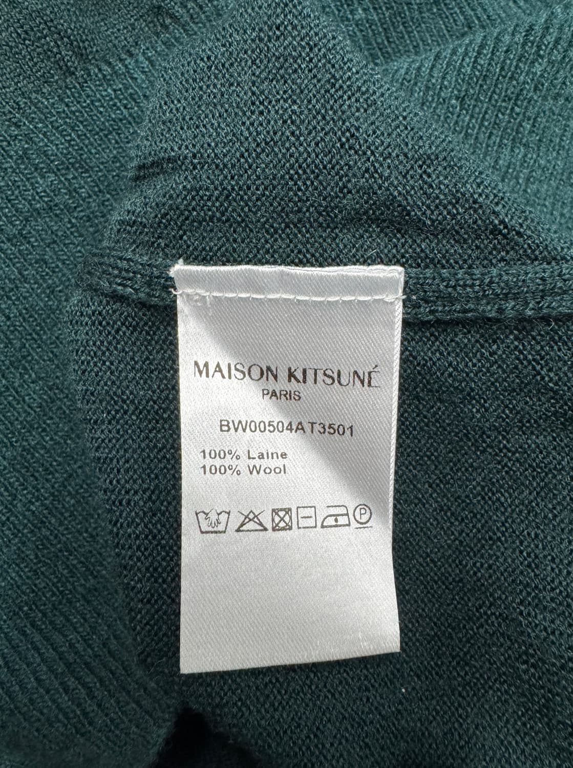 MAISON KITSUNE 메종 키츠네 딥그린 폭스 헤드패치 라운드넥 울 상품이미지6