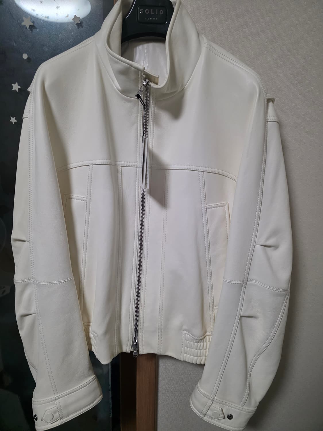 [택미제거 새상품]솔리드옴므 레더 크롭 자켓 가죽자켓 화이트 48 상품이미지2