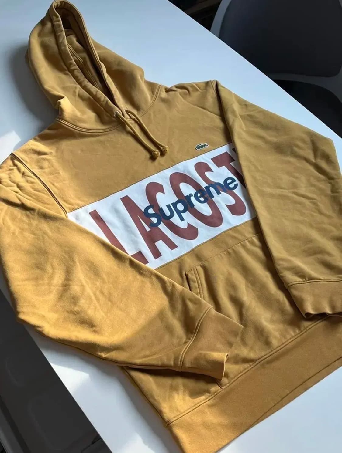 [L]슈프림 라코스테 콜라보 후디 머스타드 상품이미지2
