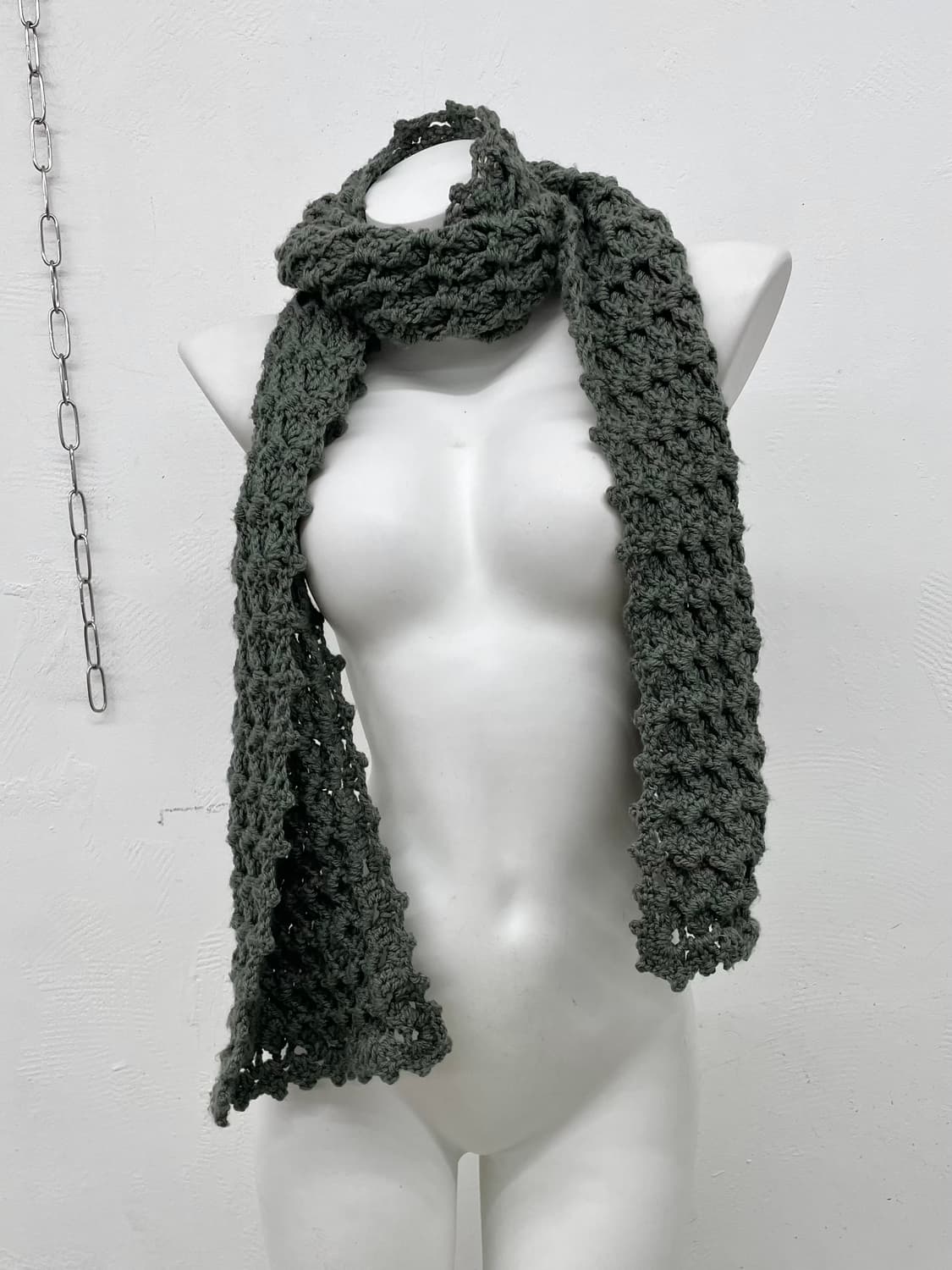 차콜 니트 짜임 머플러  상품이미지1