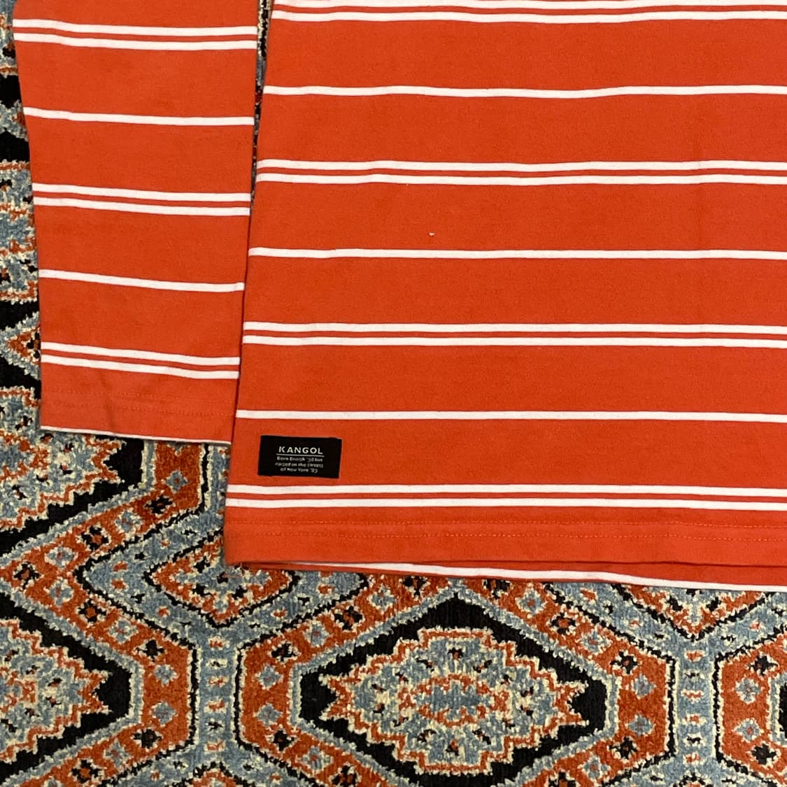 캉골 스트라이프 오렌지 긴팔 티셔츠 여성XS 상품이미지3