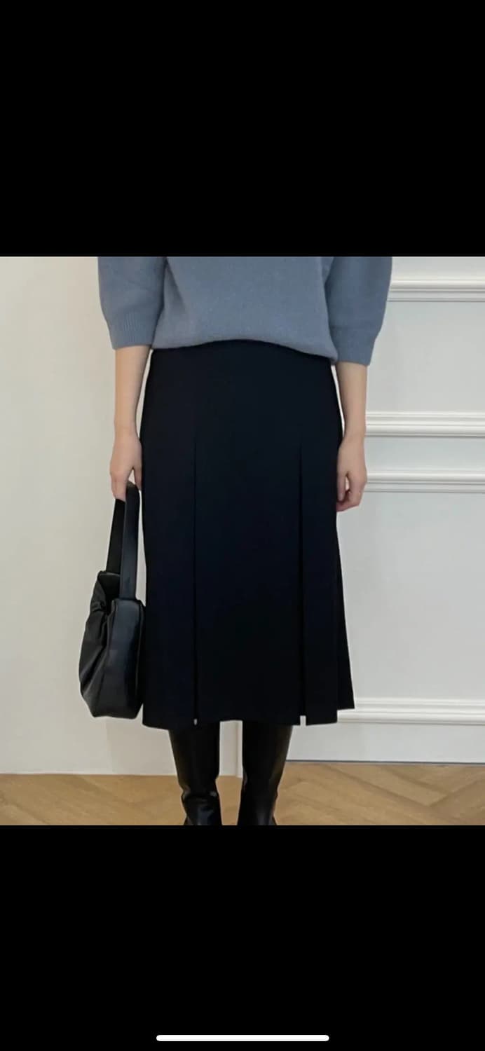 뷰와이 맞주름 플리츠 스커트 블랙 M 상품이미지1