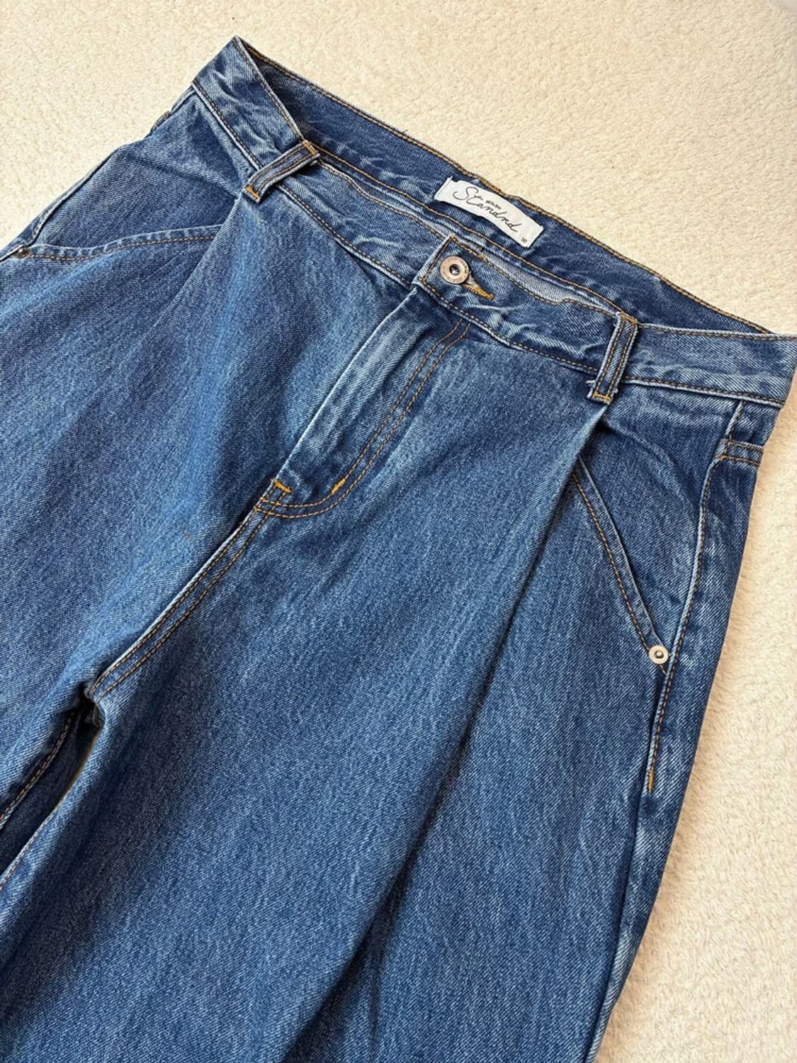 비슬로우 콘밀 원턱 와이드 데님 팬츠 PN6196 상품이미지2