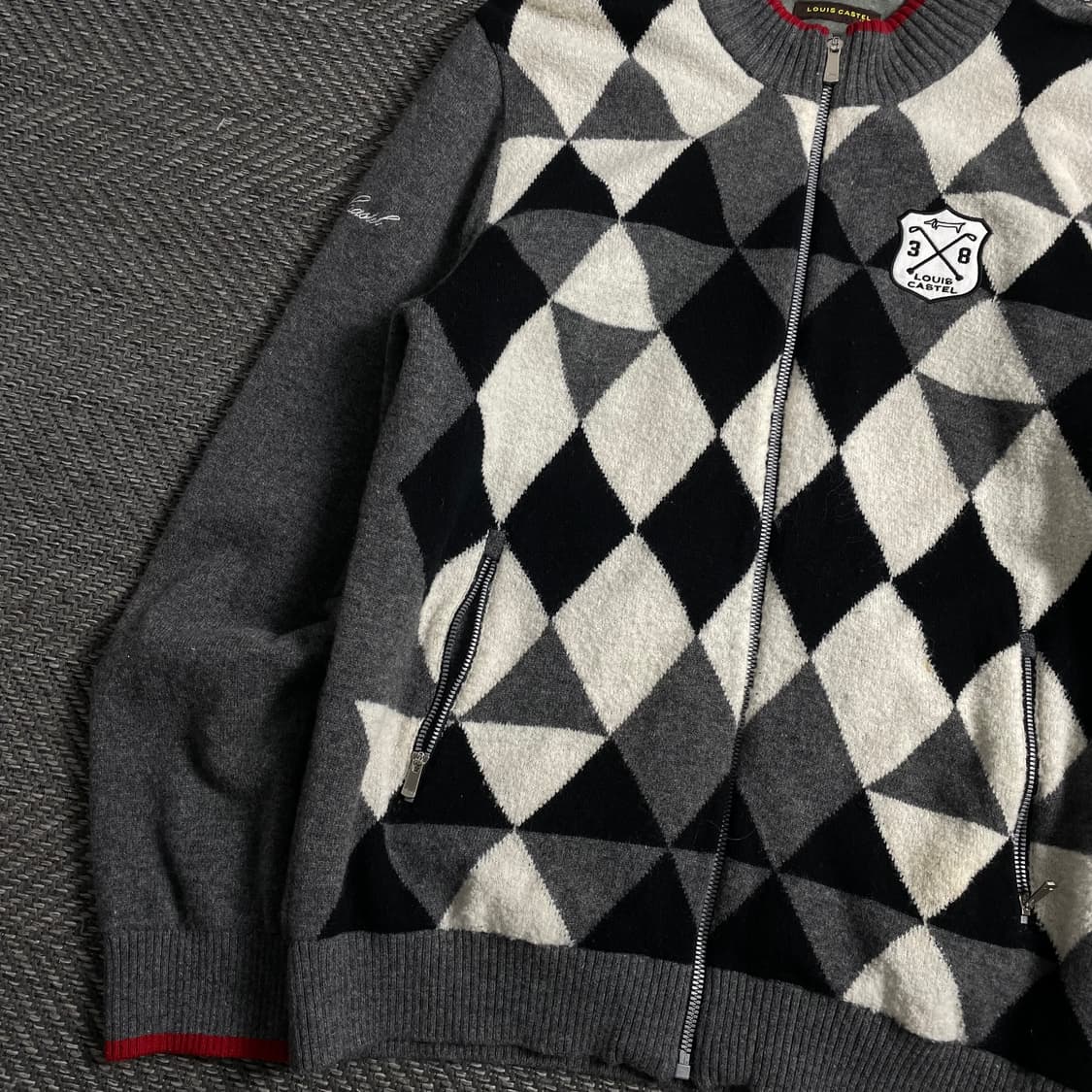 루이 까스텔 아가일 체크 패턴 니트 집업o 4700 상품이미지3