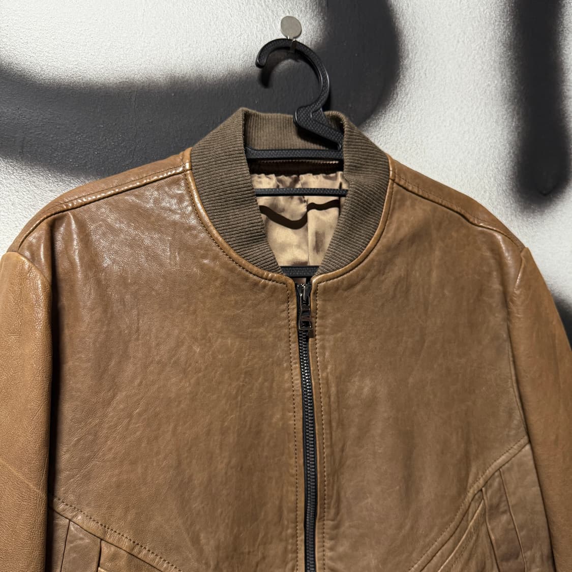 크리스 크리스티 왁스 코팅 100% 양가죽 싱글 레더 자켓 상품이미지3