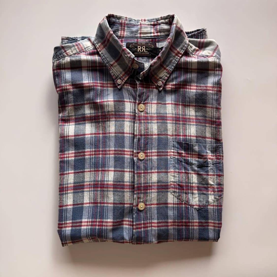 RRL 더블알엘 마드라스 체크 버튼다운 반팔 셔츠 상품이미지1