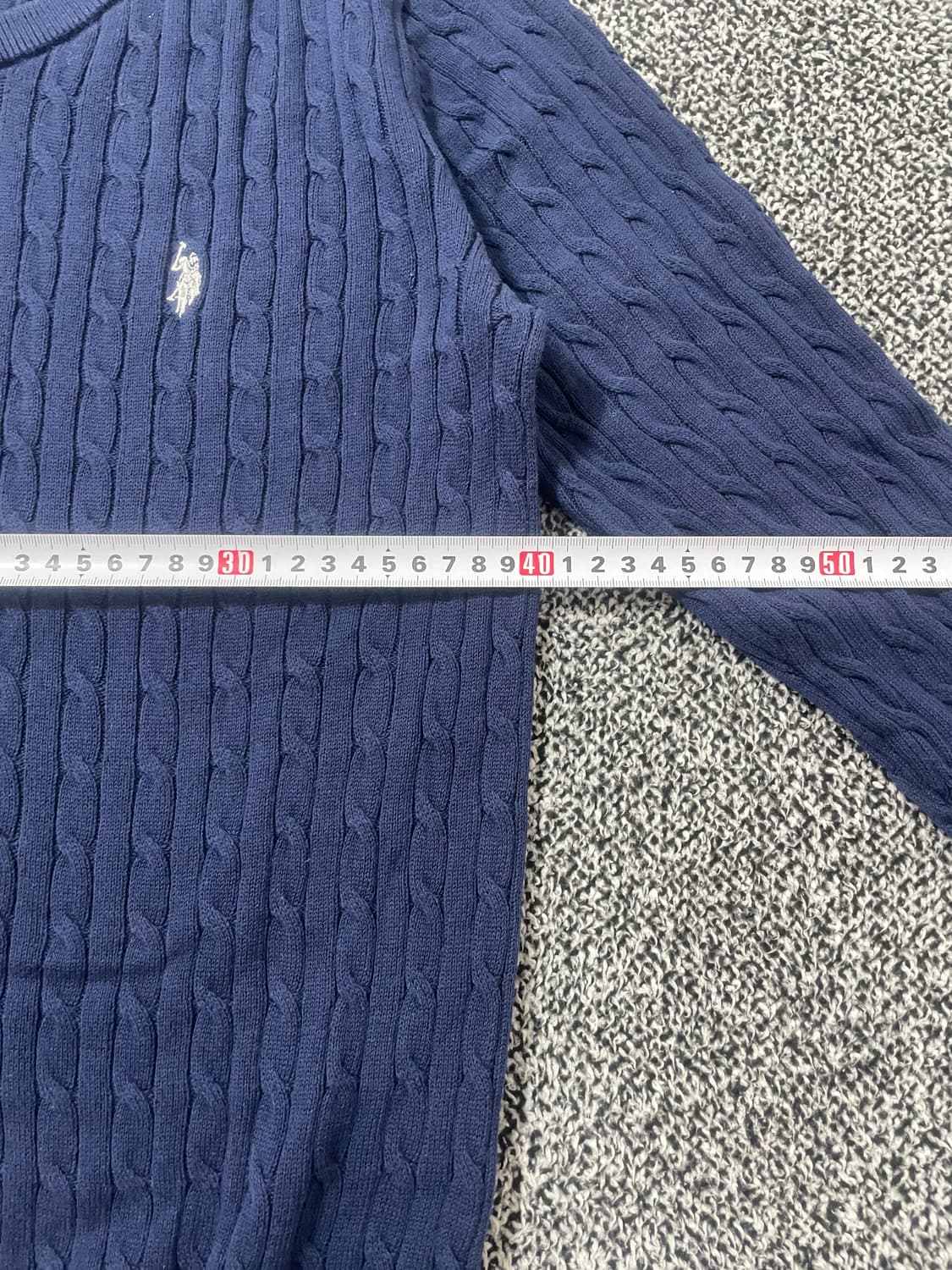 빈티지9. 유에스폴로에센 폴로 꽈배기 니트 스웨터 네이비 화이트 로고 상품이미지4