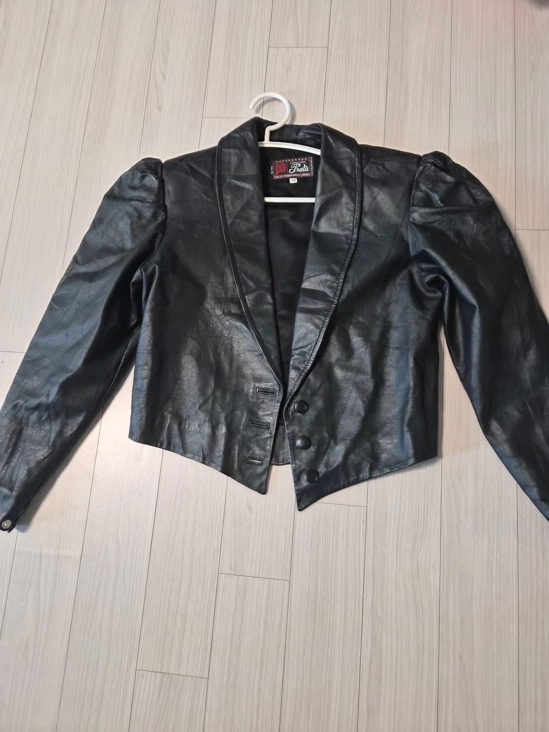 [희귀/빈티지] 브라질산 천연 가죽 숄더 퍼프 크롭 자켓 상품이미지2