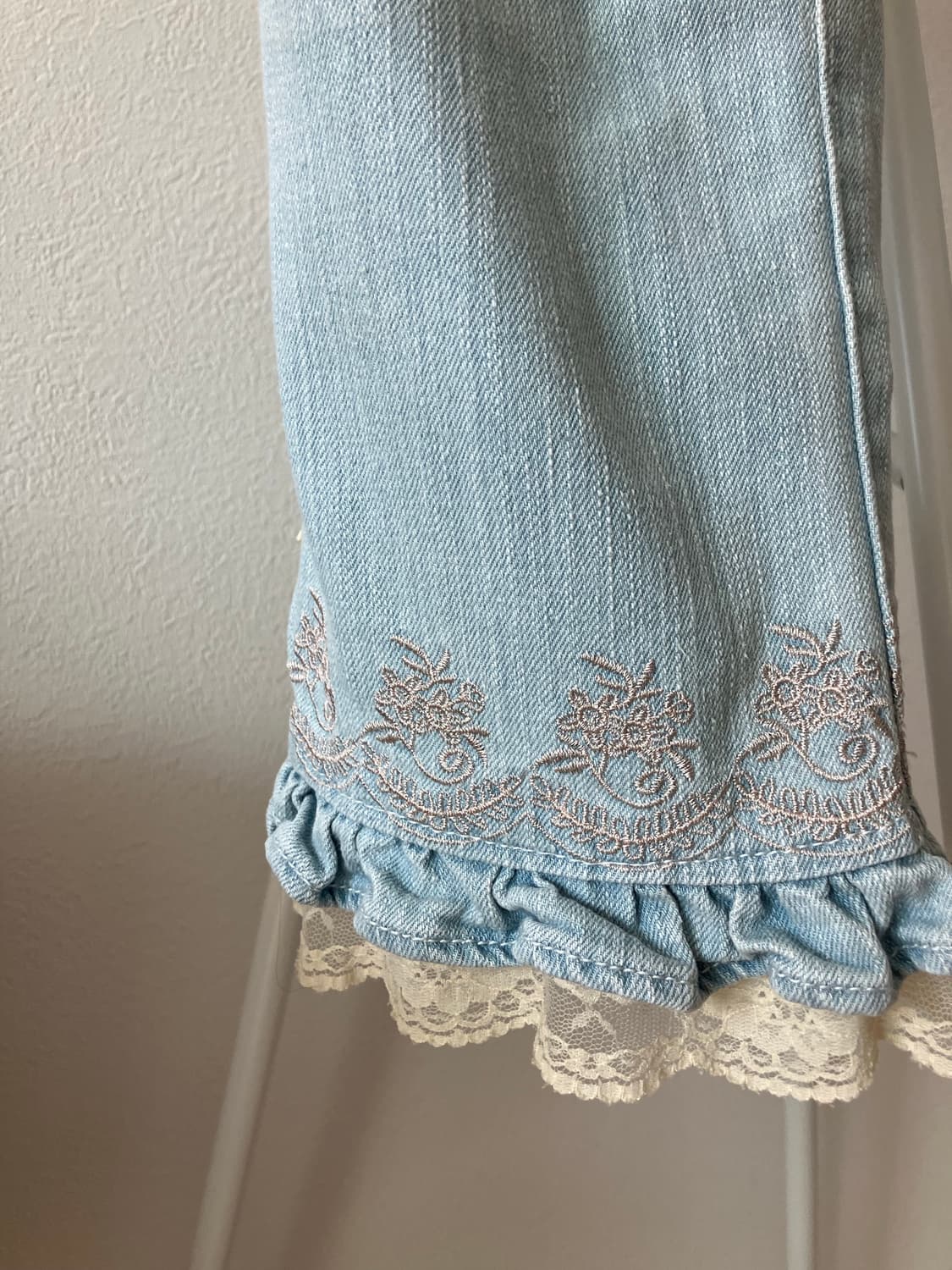 일본빈티지 Ryuryu 밑단 레이스 러플 장식 카프리팬츠 7부바지 상품이미지7