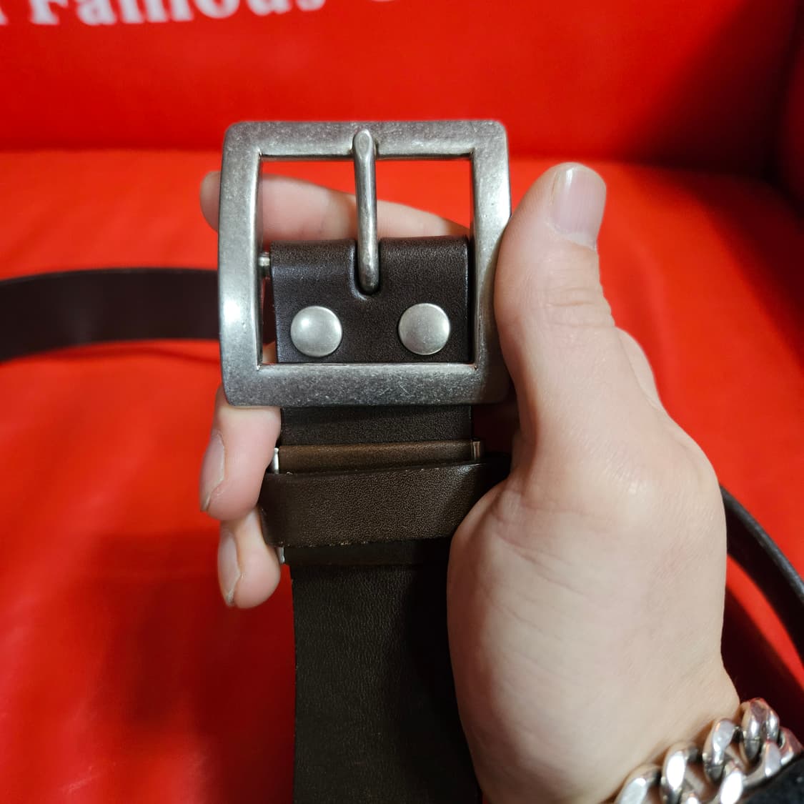 제뉴인 레더 이태리 볼드 스트렙 브라운 벨트 10N size 상품이미지4