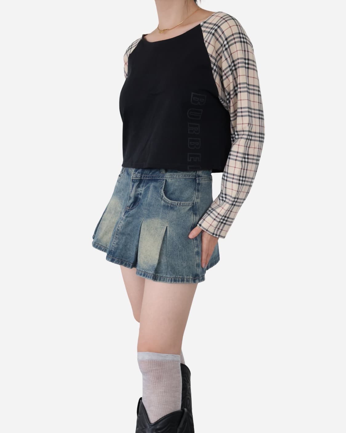 Burberry Vintage Check Sleeve Crop Top 상품이미지2