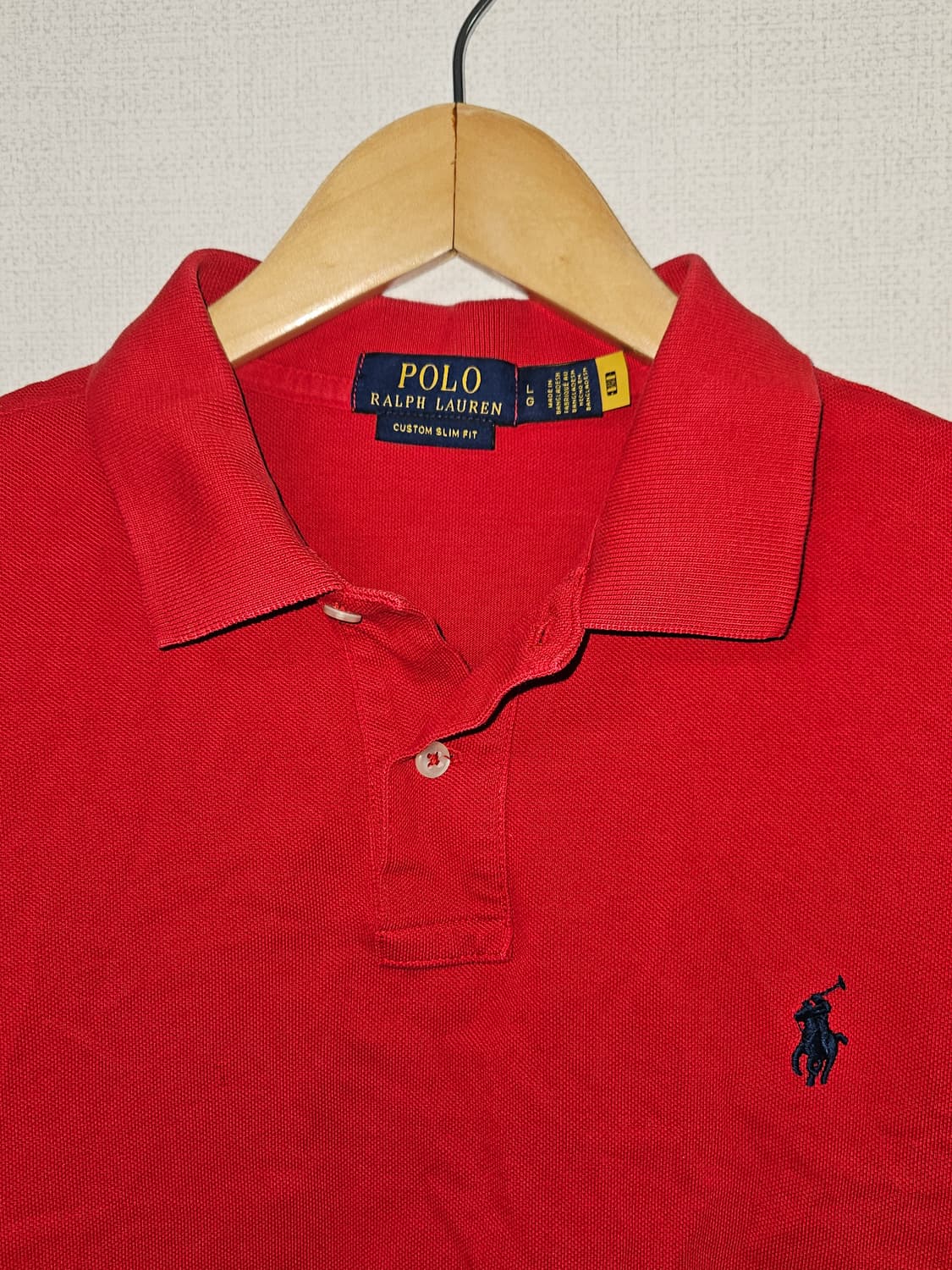 폴로 랄프로렌 신형 반팔 카라티 피케 레드 QR정품 남성 L 상품이미지4