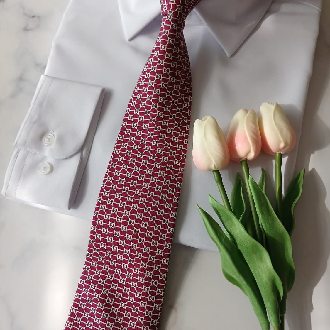 에르메스 실크 버건디 인터락패턴 넥타이 9.7cm A~B등급 A18813 상품이미지6