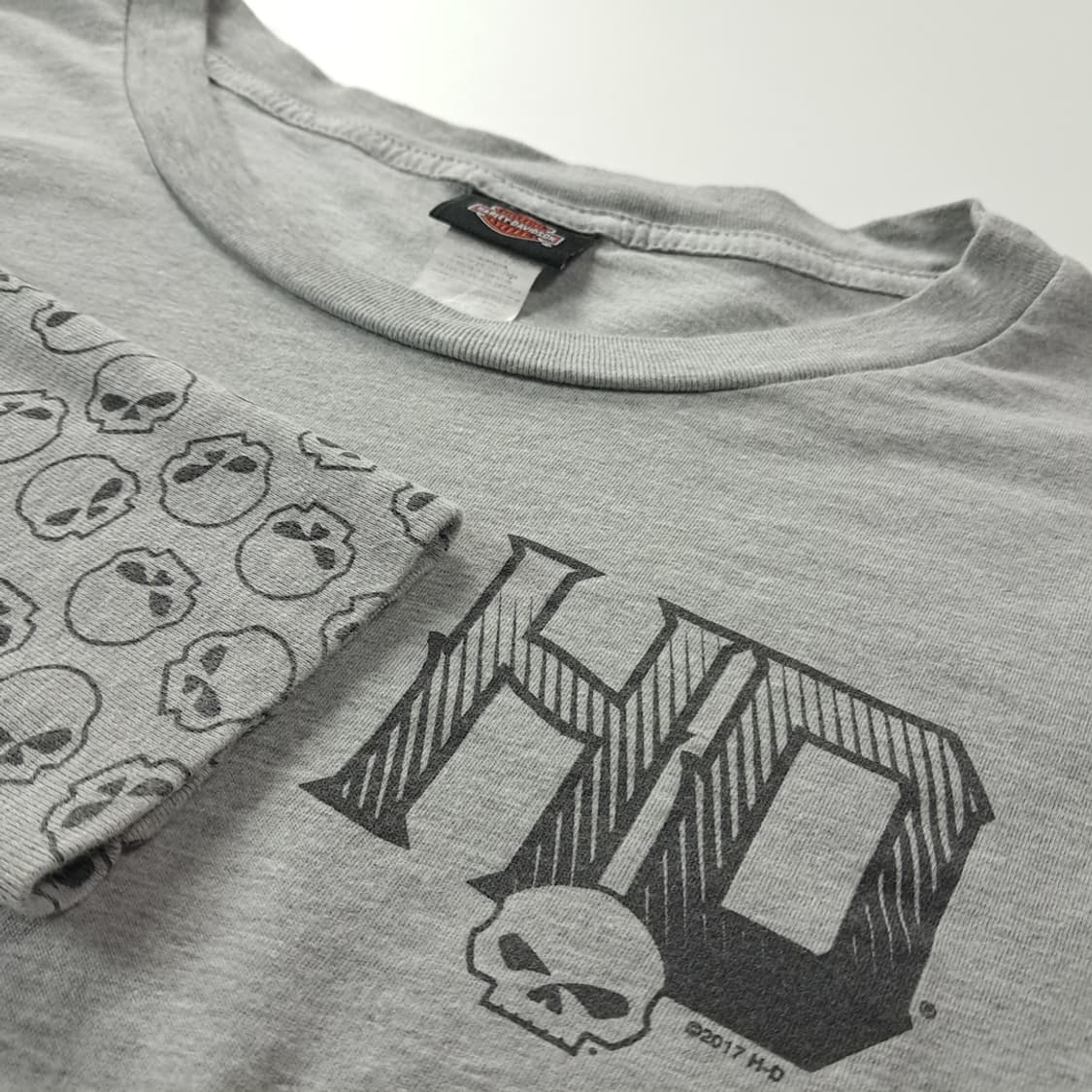 CK181 L 할리데이비슨 매디슨 스컬 썸홀 그레이 티셔츠 상품이미지5