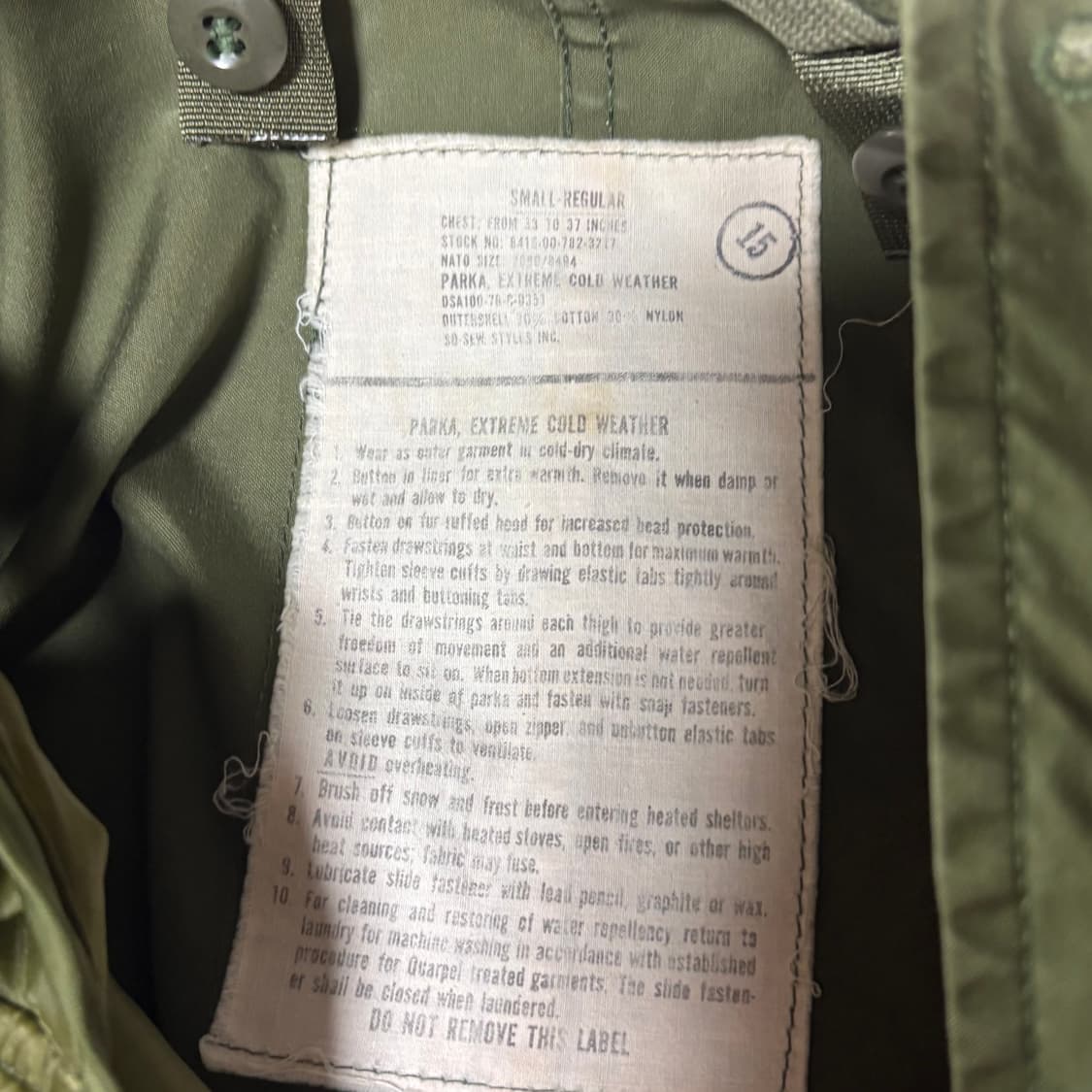 오리지널 m65 피시테일 파카 스몰 셋트 상품이미지5