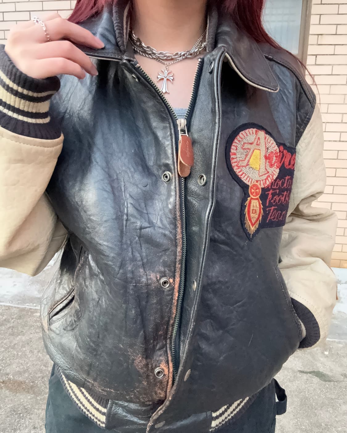 90s 아비렉스 가죽 바시티자켓 상품이미지3