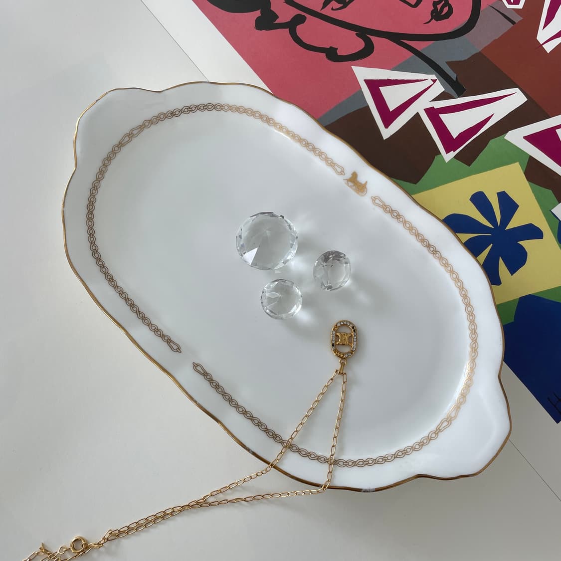 셀린느 타원형 체인 도기 마차 로고 플레이트 상품이미지2