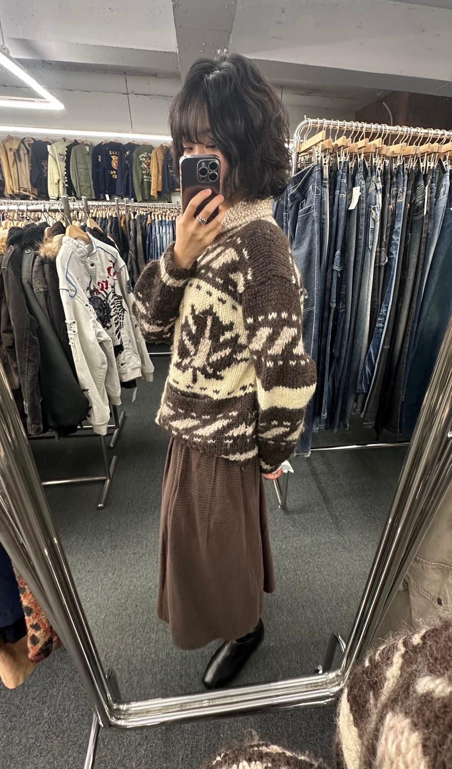 M)first down 빈티지 메이플 패턴 코위찬 상품이미지1