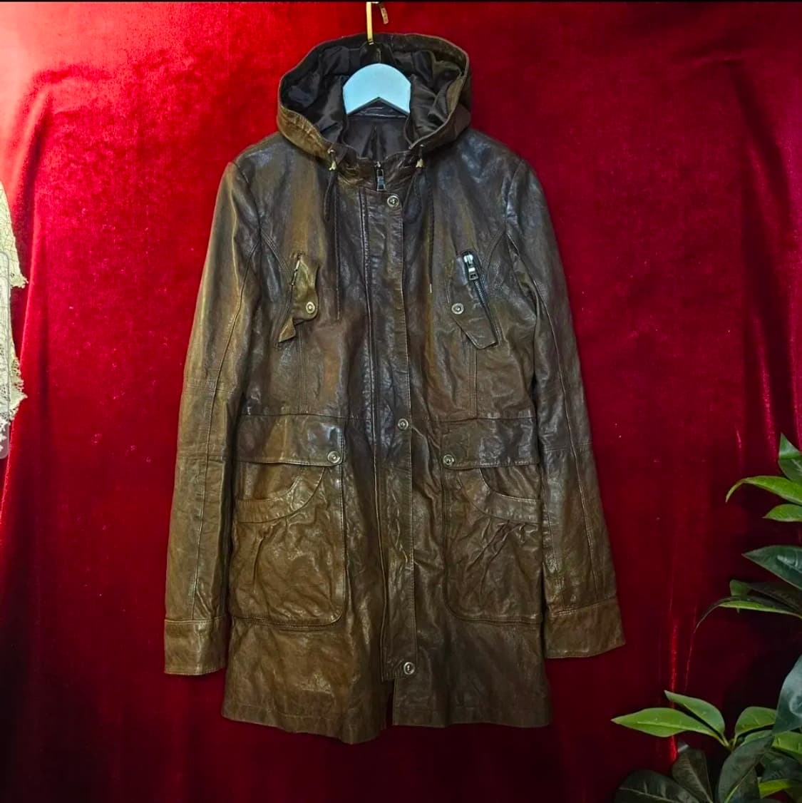 Friends  Italy 양가죽 후드 브라운 집업 자켓 상품이미지1