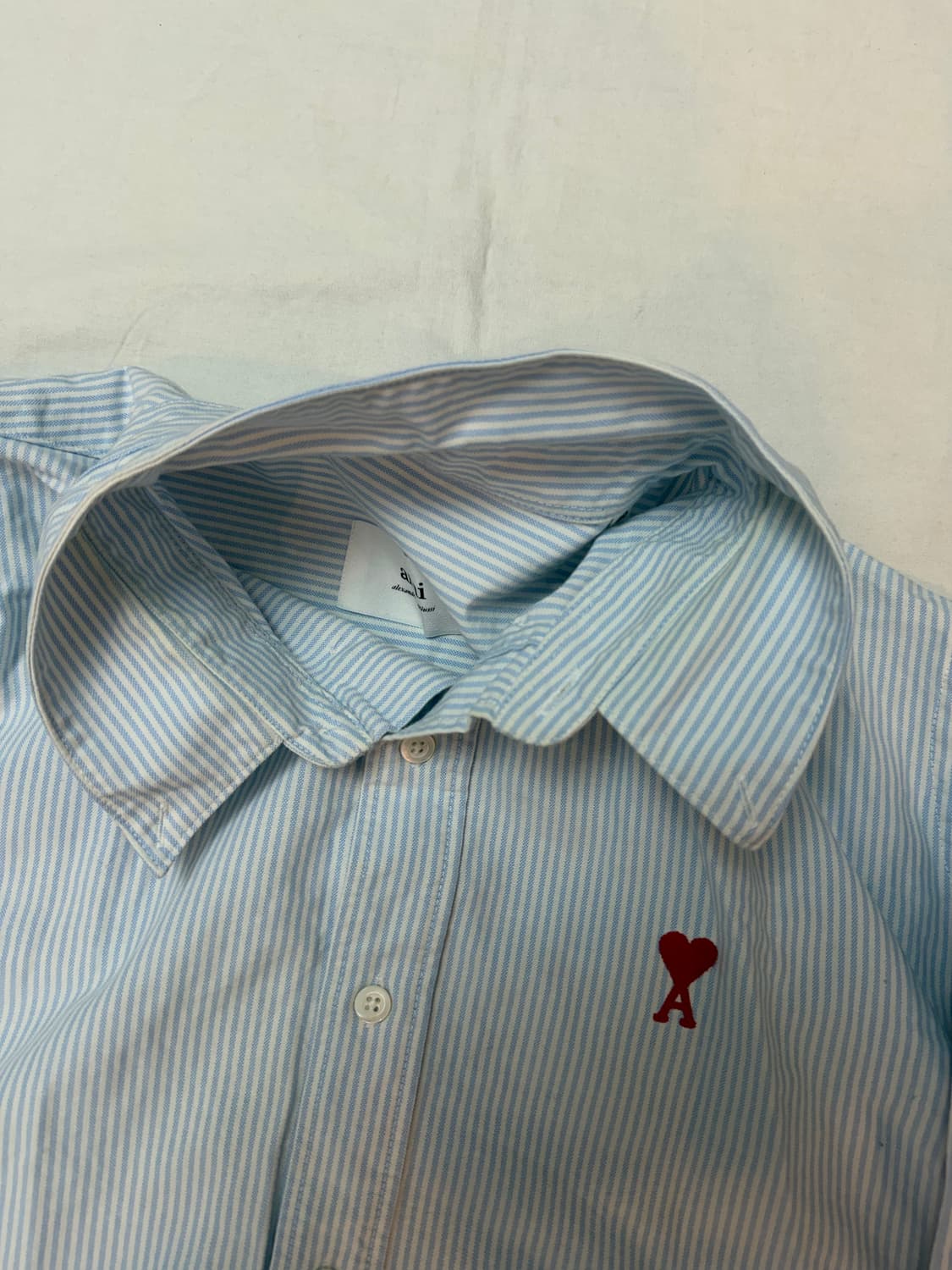 아미 스몰하트 로고 스트라이프 셔츠 블루 상품이미지3