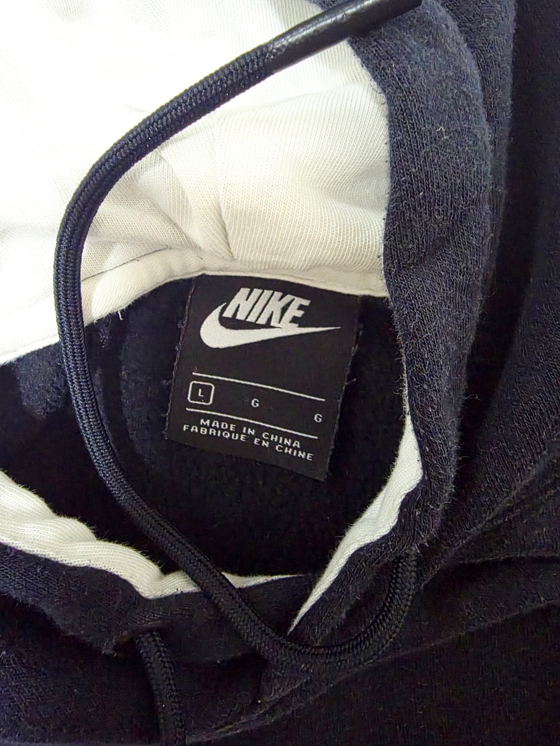 [나이키] 에어 빅로고 블랙 화이트 배색 기모 후드티 L 상품이미지6