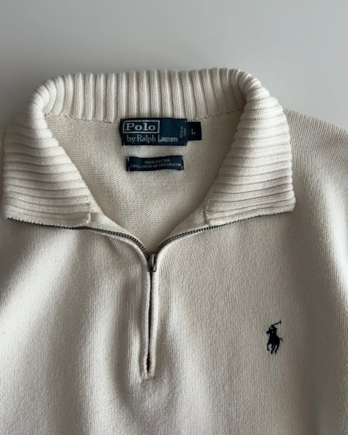 폴로 랄프로렌 화이트 반집업 L 상품이미지3