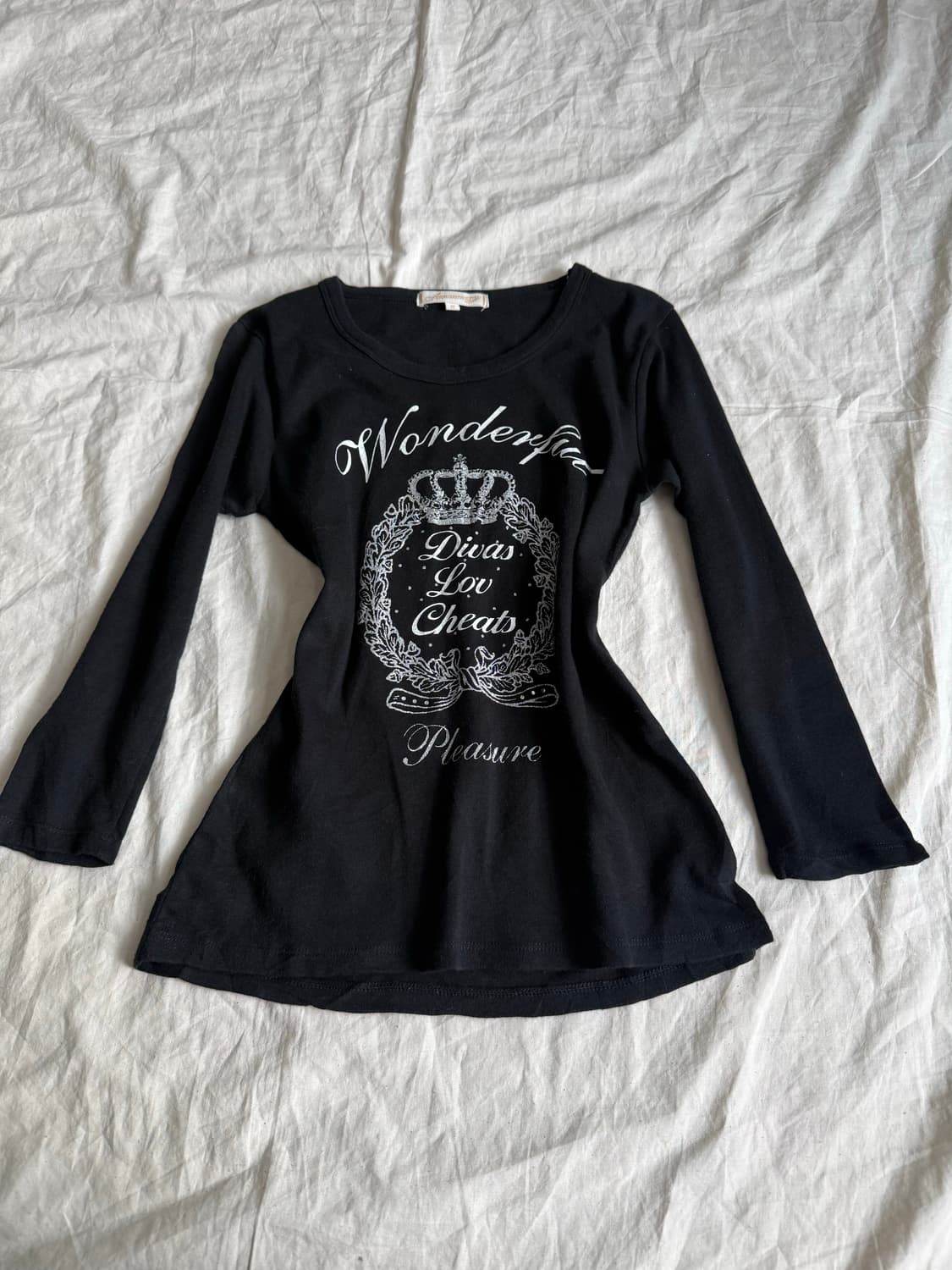 블랙 딱붙 펑크 갸루 7부 롱슬리브 상품이미지1