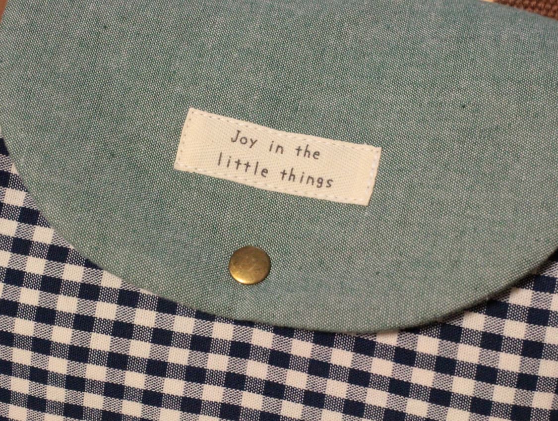 핸드메이드 손잡이 네이비체크 박스 파우치 상품이미지5